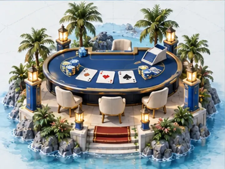Original blue blackjack table illustration with cards and blank-value chips