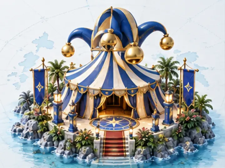 Original circus pavilion illustration for the Circus Joker 4096 research topic