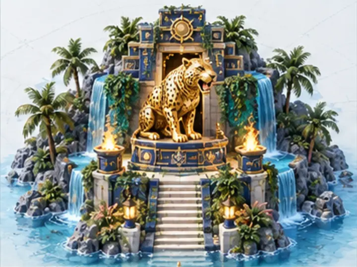 Original jaguar temple illustration for the Lucky Jaguar research topic